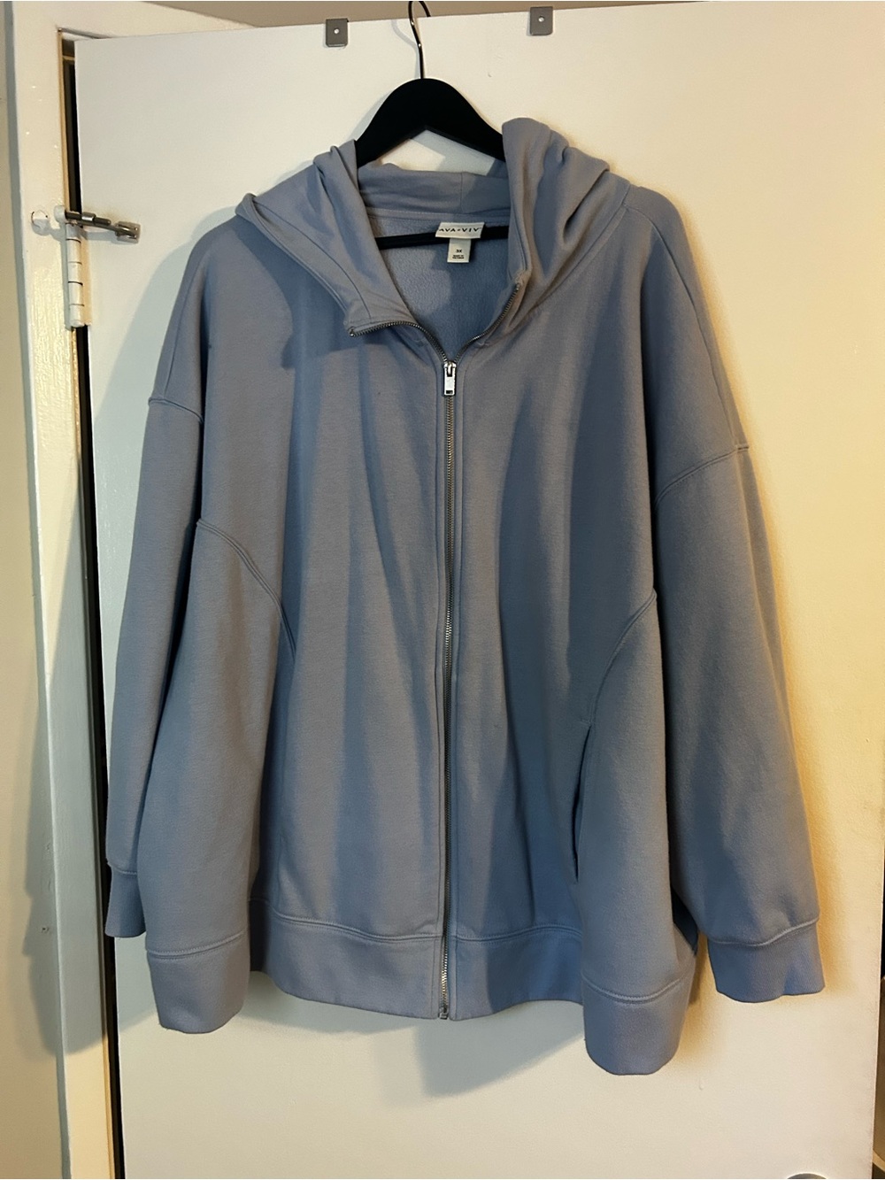 Light Blue Fleece Zip Hoodie